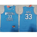 Men's Indiana State Sycamores #33 Larry Bird Blue Stitched Jersey